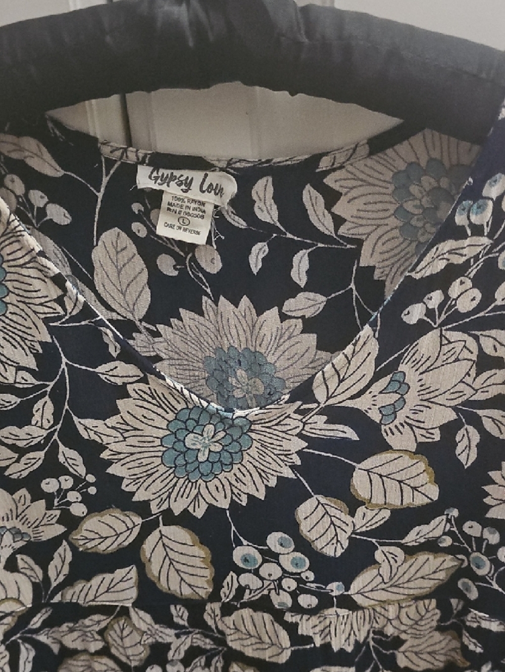 ⚜️Everyday Floral Women's Black and Cream Babydoll Dress - Picture 5 of 5